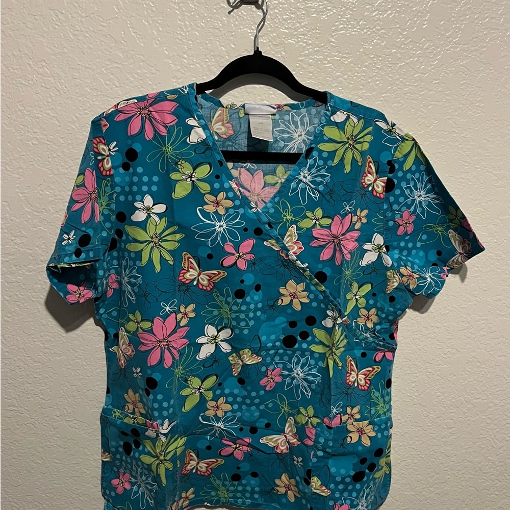 Teal Floral Women's Scrubs